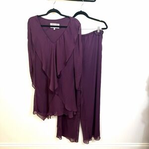 NWT Long Formal Pantsuit Set Marsoni By Colors 14 Eggplant Purple  M308